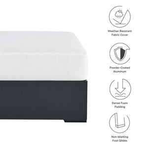 Modway Furniture Tahoe Outdoor Patio Ottoman - Durable Aluminum Frame with Comfortable Cushion for Ultimate Relaxation Gray White EEI-6627-GRY-WHI