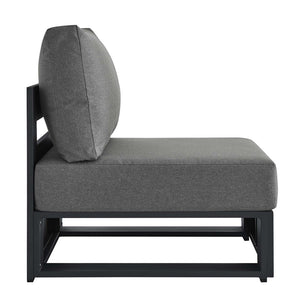 Modway Furniture Tahoe Outdoor Patio Armless Chair – Modern Modular Design with Durable Aluminum Frame for Relaxation Gray Charcoal EEI-6628-GRY-CHA