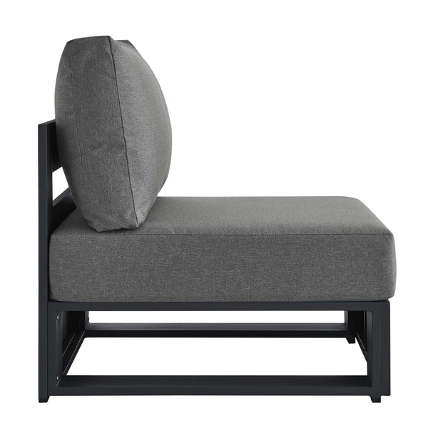 Modway Furniture Tahoe Outdoor Patio Armless Chair – Modern Modular Design with Durable Aluminum Frame for Relaxation Gray Charcoal EEI-6628-GRY-CHA