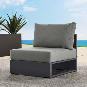 Modway Furniture Tahoe Outdoor Patio Armless Chair – Modern Modular Design with Durable Aluminum Frame for Relaxation Gray Charcoal EEI-6628-GRY-CHA