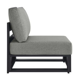 Modway Furniture Tahoe Outdoor Patio Armless Chair – Modern Modular Design with Durable Aluminum Frame for Relaxation Gray Gray EEI-6628-GRY-GRY