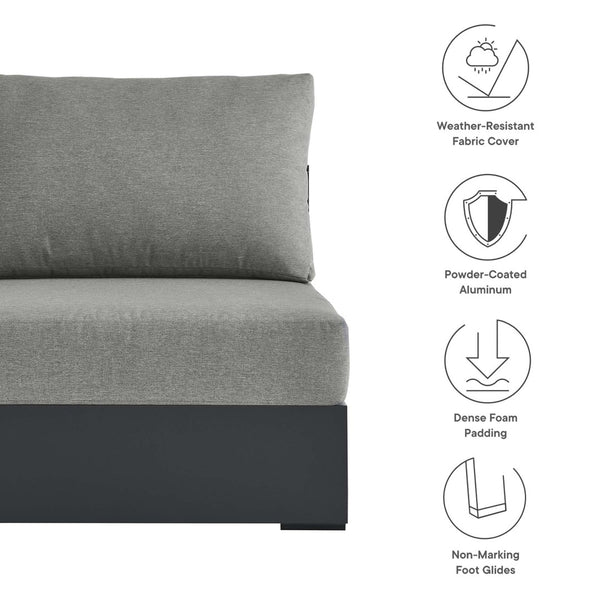 Modway Furniture Tahoe Outdoor Patio Armless Chair – Modern Modular Design with Durable Aluminum Frame for Relaxation Gray Gray EEI-6628-GRY-GRY