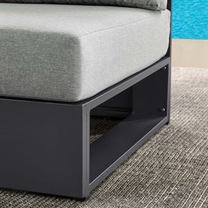 Modway Furniture Tahoe Outdoor Patio Armless Chair – Modern Modular Design with Durable Aluminum Frame for Relaxation Gray Gray EEI-6628-GRY-GRY