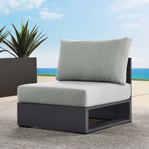 Modway Furniture Tahoe Outdoor Patio Armless Chair – Modern Modular Design with Durable Aluminum Frame for Relaxation Gray Gray EEI-6628-GRY-GRY