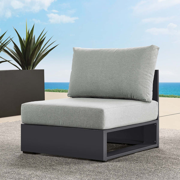 Modway Furniture Tahoe Outdoor Patio Armless Chair – Modern Modular Design with Durable Aluminum Frame for Relaxation Gray Gray EEI-6628-GRY-GRY