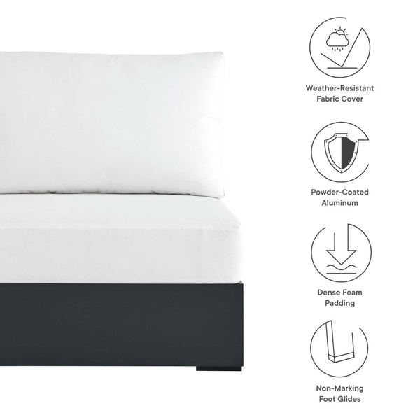 Modway Furniture Tahoe Outdoor Patio Armless Chair – Modern Modular Design with Durable Aluminum Frame for Relaxation Gray White EEI-6628-GRY-WHI