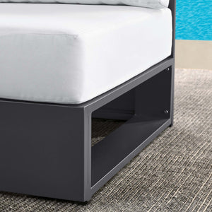 Modway Furniture Tahoe Outdoor Patio Armless Chair – Modern Modular Design with Durable Aluminum Frame for Relaxation Gray White EEI-6628-GRY-WHI