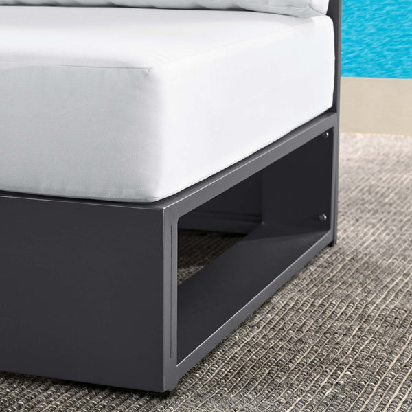 Modway Furniture Tahoe Outdoor Patio Armless Chair – Modern Modular Design with Durable Aluminum Frame for Relaxation Gray White EEI-6628-GRY-WHI