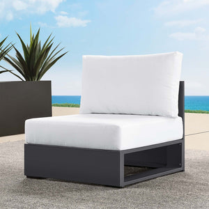 Modway Furniture Tahoe Outdoor Patio Armless Chair – Modern Modular Design with Durable Aluminum Frame for Relaxation Gray White EEI-6628-GRY-WHI