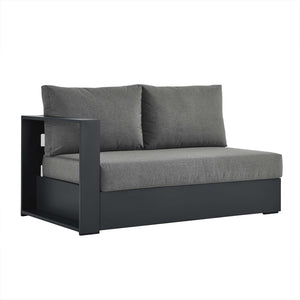 Modway Furniture Tahoe Outdoor Patio Modular Left-Facing Loveseat - Durable Aluminum Frame with Weather-Resistant Cushions Gray Charcoal EEI-6629-GRY-CHA