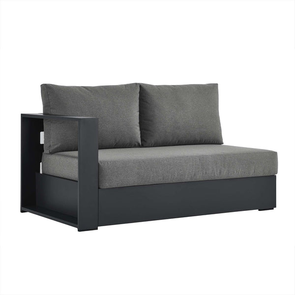 Modway Furniture Tahoe Outdoor Patio Modular Left-Facing Loveseat - Durable Aluminum Frame with Weather-Resistant Cushions Gray Charcoal EEI-6629-GRY-CHA