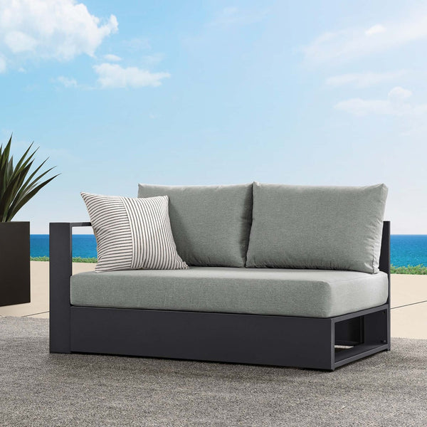 Modway Furniture Tahoe Outdoor Patio Modular Left-Facing Loveseat - Durable Aluminum Frame with Weather-Resistant Cushions Gray Gray EEI-6629-GRY-GRY