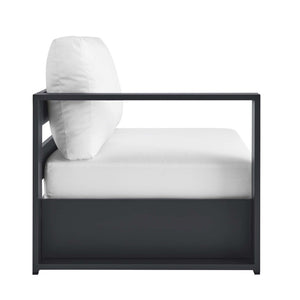 Modway Furniture Tahoe Outdoor Patio Modular Left-Facing Loveseat - Durable Aluminum Frame with Weather-Resistant Cushions Gray White EEI-6629-GRY-WHI