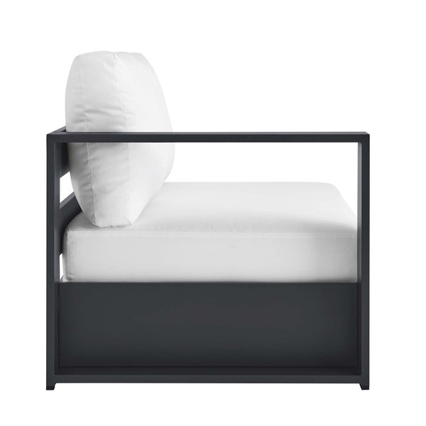 Modway Furniture Tahoe Outdoor Patio Modular Left-Facing Loveseat - Durable Aluminum Frame with Weather-Resistant Cushions Gray White EEI-6629-GRY-WHI