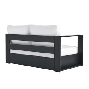 Modway Furniture Tahoe Outdoor Patio Modular Left-Facing Loveseat - Durable Aluminum Frame with Weather-Resistant Cushions Gray White EEI-6629-GRY-WHI