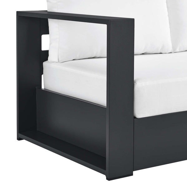 Modway Furniture Tahoe Outdoor Patio Modular Left-Facing Loveseat - Durable Aluminum Frame with Weather-Resistant Cushions Gray White EEI-6629-GRY-WHI