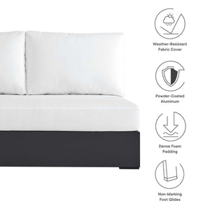 Modway Furniture Tahoe Outdoor Patio Modular Left-Facing Loveseat - Durable Aluminum Frame with Weather-Resistant Cushions Gray White EEI-6629-GRY-WHI