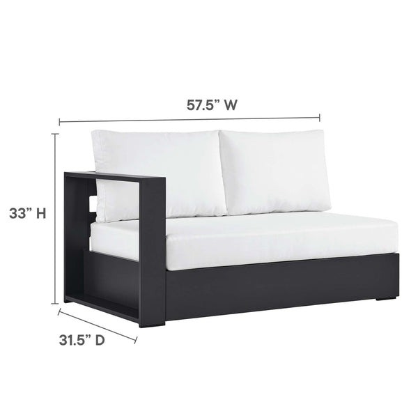 Modway Furniture Tahoe Outdoor Patio Modular Left-Facing Loveseat - Durable Aluminum Frame with Weather-Resistant Cushions Gray White EEI-6629-GRY-WHI