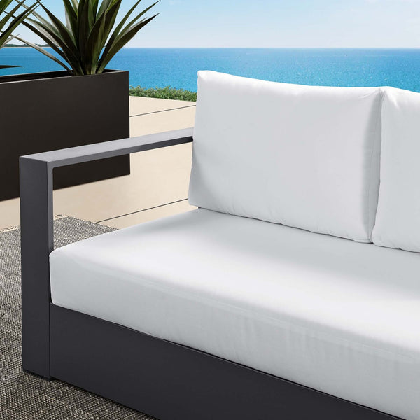 Modway Furniture Tahoe Outdoor Patio Modular Left-Facing Loveseat - Durable Aluminum Frame with Weather-Resistant Cushions Gray White EEI-6629-GRY-WHI