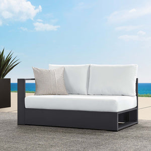 Modway Furniture Tahoe Outdoor Patio Modular Left-Facing Loveseat - Durable Aluminum Frame with Weather-Resistant Cushions Gray White EEI-6629-GRY-WHI