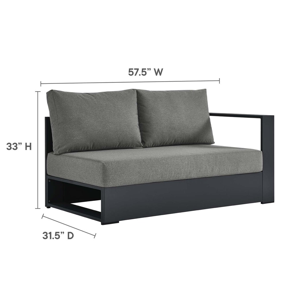 Modway Furniture Tahoe Outdoor Patio Loveseat - Modular Right-Facing Design with Durable Aluminum Frame and Cushions Gray Charcoal EEI-6630-GRY-CHA