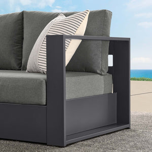 Modway Furniture Tahoe Outdoor Patio Loveseat - Modular Right-Facing Design with Durable Aluminum Frame and Cushions Gray Charcoal EEI-6630-GRY-CHA