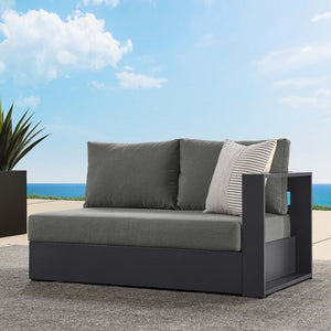 Modway Furniture Tahoe Outdoor Patio Loveseat - Modular Right-Facing Design with Durable Aluminum Frame and Cushions Gray Charcoal EEI-6630-GRY-CHA