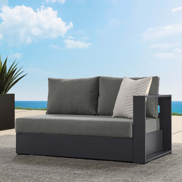 Modway Furniture Tahoe Outdoor Patio Loveseat - Modular Right-Facing Design with Durable Aluminum Frame and Cushions Gray Charcoal EEI-6630-GRY-CHA