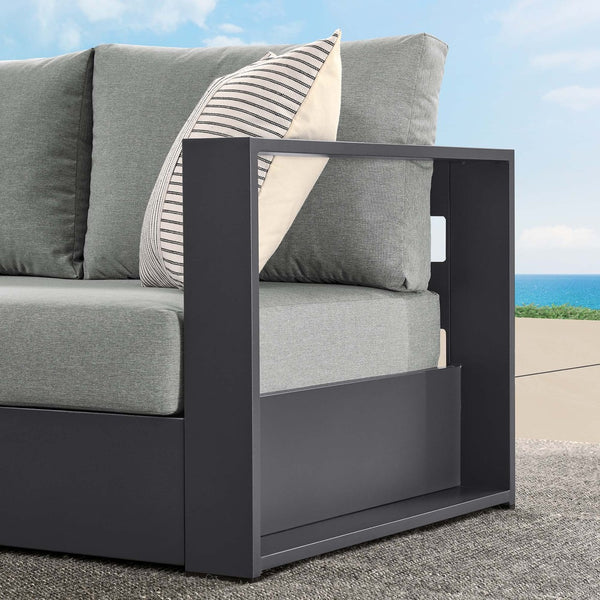 Modway Furniture Tahoe Outdoor Patio Loveseat - Modular Right-Facing Design with Durable Aluminum Frame and Cushions Gray Gray EEI-6630-GRY-GRY