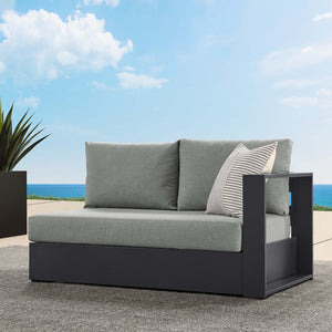 Modway Furniture Tahoe Outdoor Patio Loveseat - Modular Right-Facing Design with Durable Aluminum Frame and Cushions Gray Gray EEI-6630-GRY-GRY
