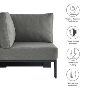 Modway Furniture Tahoe Outdoor Aluminum Modular Corner Chair - Stylish, Durable, Weather-Resistant Seating Solution Gray Charcoal EEI-6631-GRY-CHA