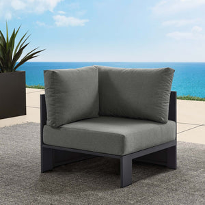 Modway Furniture Tahoe Outdoor Aluminum Modular Corner Chair - Stylish, Durable, Weather-Resistant Seating Solution Gray Charcoal EEI-6631-GRY-CHA
