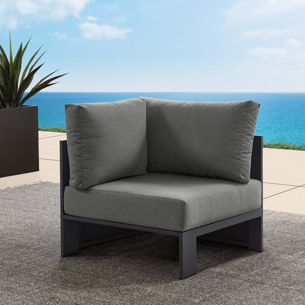Modway Furniture Tahoe Outdoor Aluminum Modular Corner Chair - Stylish, Durable, Weather-Resistant Seating Solution Gray Charcoal EEI-6631-GRY-CHA