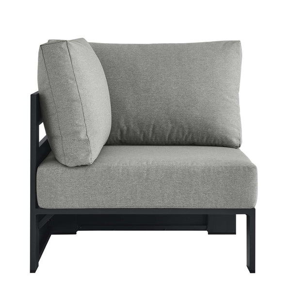 Modway Furniture Tahoe Outdoor Aluminum Modular Corner Chair - Stylish, Durable, Weather-Resistant Seating Solution Gray Gray EEI-6631-GRY-GRY