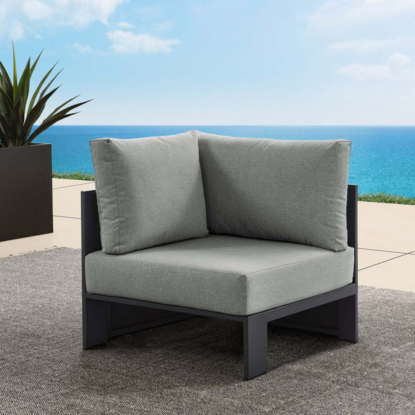 Modway Furniture Tahoe Outdoor Aluminum Modular Corner Chair - Stylish, Durable, Weather-Resistant Seating Solution Gray Gray EEI-6631-GRY-GRY