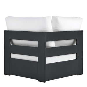 Modway Furniture Tahoe Outdoor Aluminum Modular Corner Chair - Stylish, Durable, Weather-Resistant Seating Solution Gray White EEI-6631-GRY-WHI