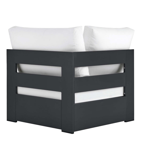 Modway Furniture Tahoe Outdoor Aluminum Modular Corner Chair - Stylish, Durable, Weather-Resistant Seating Solution Gray White EEI-6631-GRY-WHI