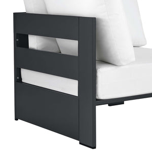 Modway Furniture Tahoe Outdoor Aluminum Modular Corner Chair - Stylish, Durable, Weather-Resistant Seating Solution Gray White EEI-6631-GRY-WHI