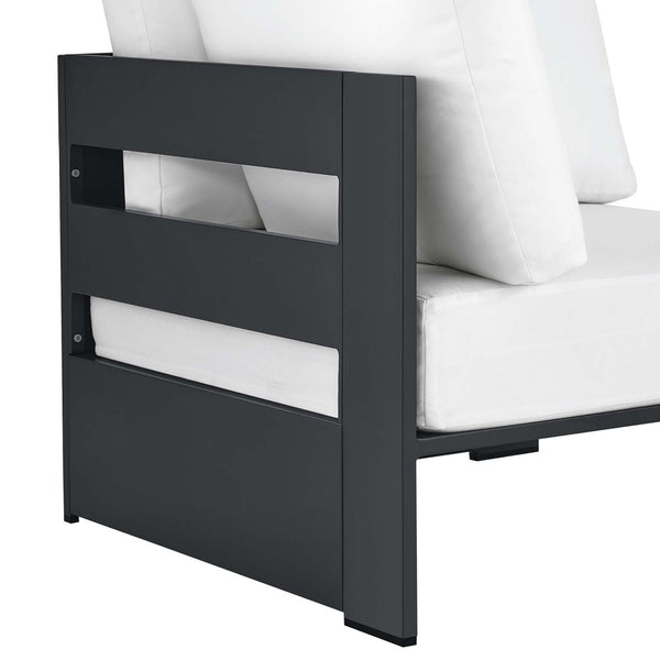 Modway Furniture Tahoe Outdoor Aluminum Modular Corner Chair - Stylish, Durable, Weather-Resistant Seating Solution Gray White EEI-6631-GRY-WHI