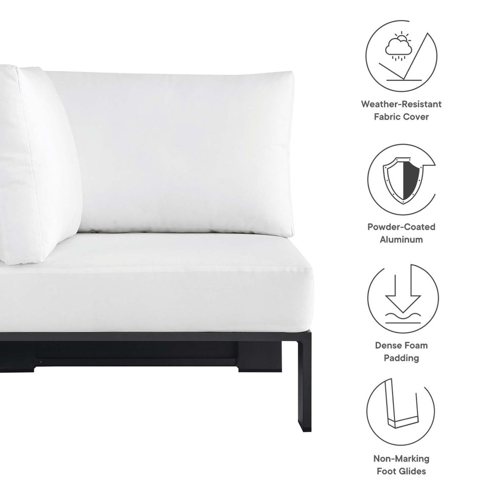 Modway Furniture Tahoe Outdoor Aluminum Modular Corner Chair - Stylish, Durable, Weather-Resistant Seating Solution Gray White EEI-6631-GRY-WHI