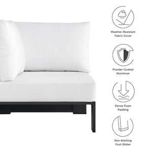 Modway Furniture Tahoe Outdoor Aluminum Modular Corner Chair - Stylish, Durable, Weather-Resistant Seating Solution Gray White EEI-6631-GRY-WHI