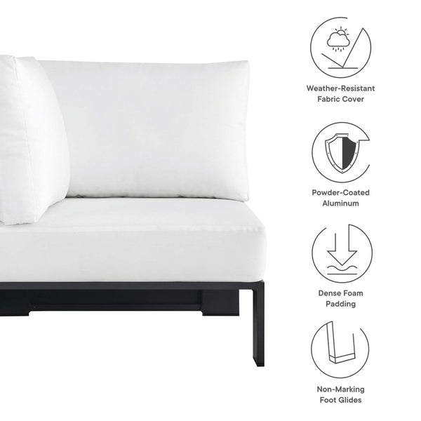 Modway Furniture Tahoe Outdoor Aluminum Modular Corner Chair - Stylish, Durable, Weather-Resistant Seating Solution Gray White EEI-6631-GRY-WHI