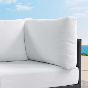 Modway Furniture Tahoe Outdoor Aluminum Modular Corner Chair - Stylish, Durable, Weather-Resistant Seating Solution Gray White EEI-6631-GRY-WHI