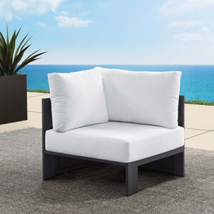 Modway Furniture Tahoe Outdoor Aluminum Modular Corner Chair - Stylish, Durable, Weather-Resistant Seating Solution Gray White EEI-6631-GRY-WHI