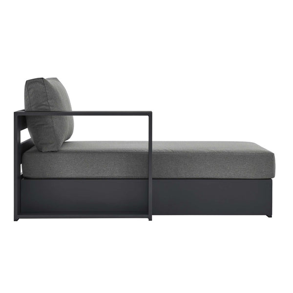 Modway Furniture Tahoe Outdoor Patio Modular Left-Facing Chaise Lounge with Powder-Coated Aluminum Frame for Comfort Gray Charcoal EEI-6632-GRY-CHA