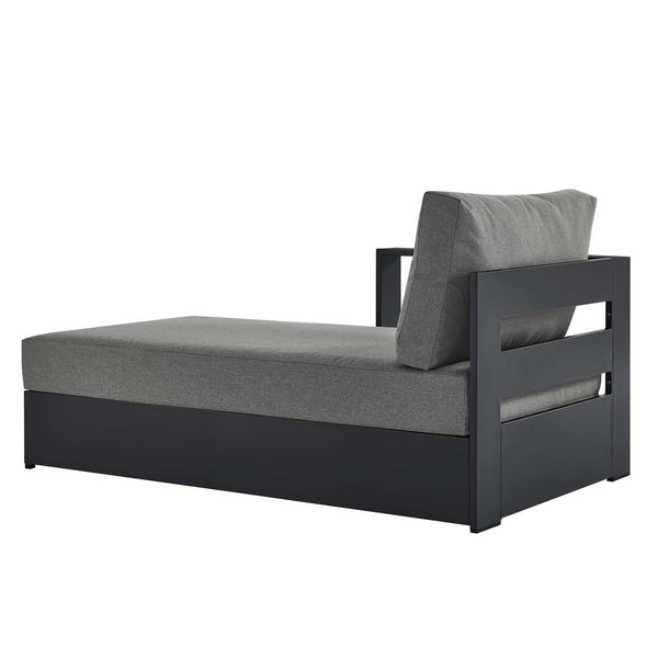 Modway Furniture Tahoe Outdoor Patio Modular Left-Facing Chaise Lounge with Powder-Coated Aluminum Frame for Comfort Gray Charcoal EEI-6632-GRY-CHA