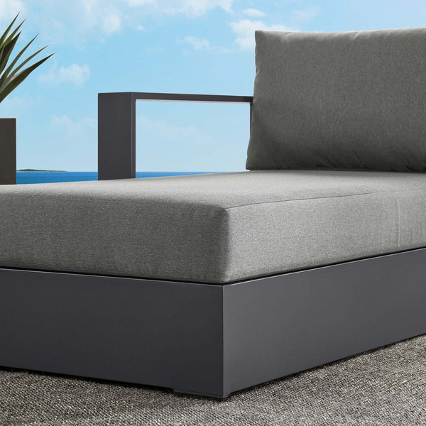 Modway Furniture Tahoe Outdoor Patio Modular Left-Facing Chaise Lounge with Powder-Coated Aluminum Frame for Comfort Gray Charcoal EEI-6632-GRY-CHA