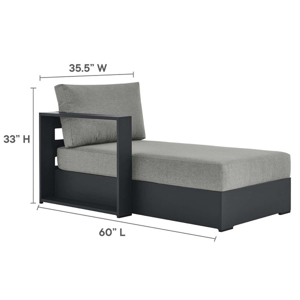 Modway Furniture Tahoe Outdoor Patio Modular Left-Facing Chaise Lounge with Powder-Coated Aluminum Frame for Comfort Gray Gray EEI-6632-GRY-GRY