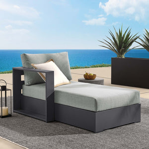 Modway Furniture Tahoe Outdoor Patio Modular Left-Facing Chaise Lounge with Powder-Coated Aluminum Frame for Comfort Gray Gray EEI-6632-GRY-GRY