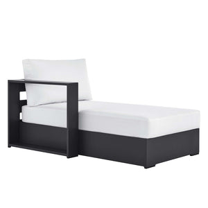 Modway Furniture Tahoe Outdoor Patio Modular Left-Facing Chaise Lounge with Powder-Coated Aluminum Frame for Comfort Gray White EEI-6632-GRY-WHI